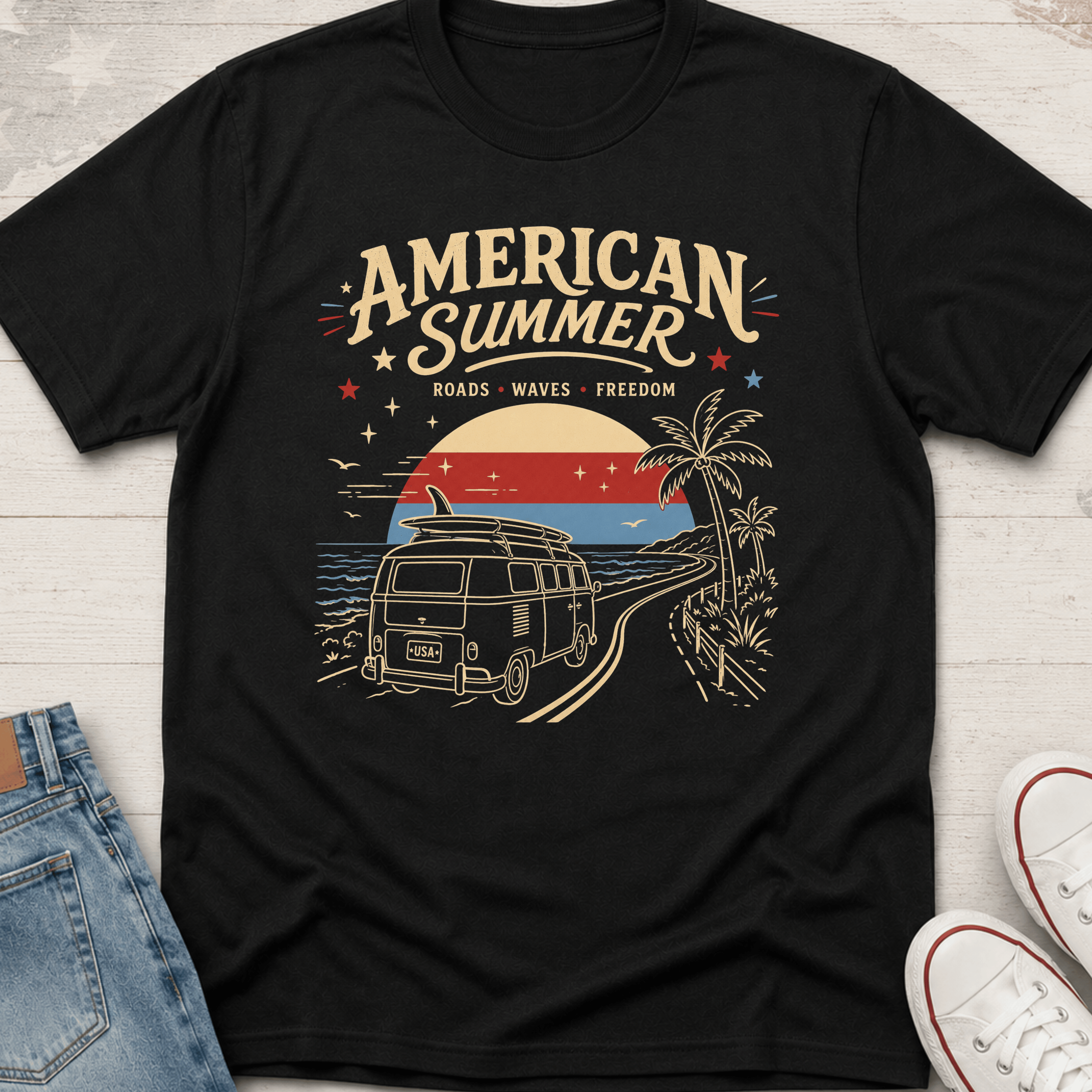 American Summer Surfing Van T-Shirt