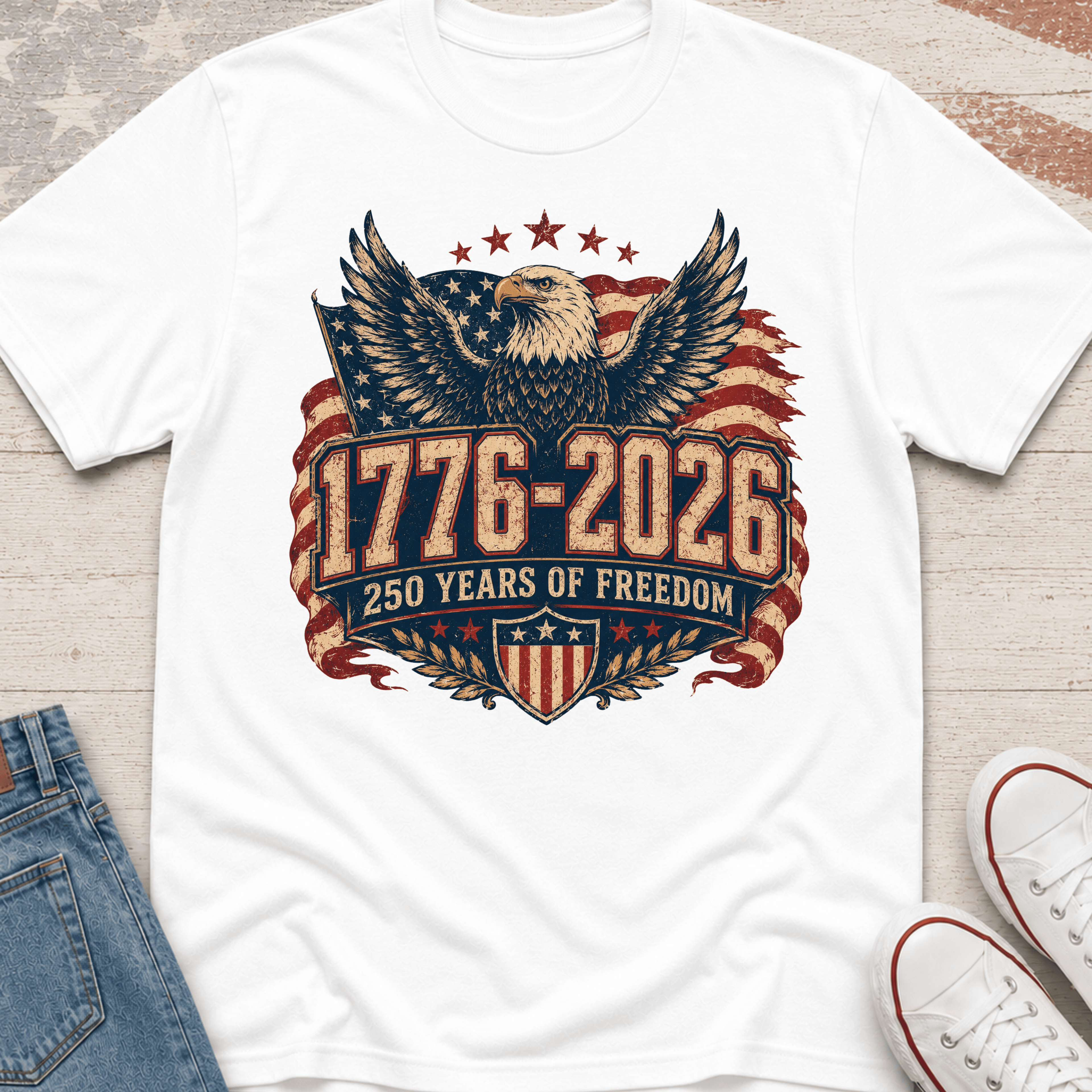 250 Years of Freedom with Bold Eagle T-Shirt
