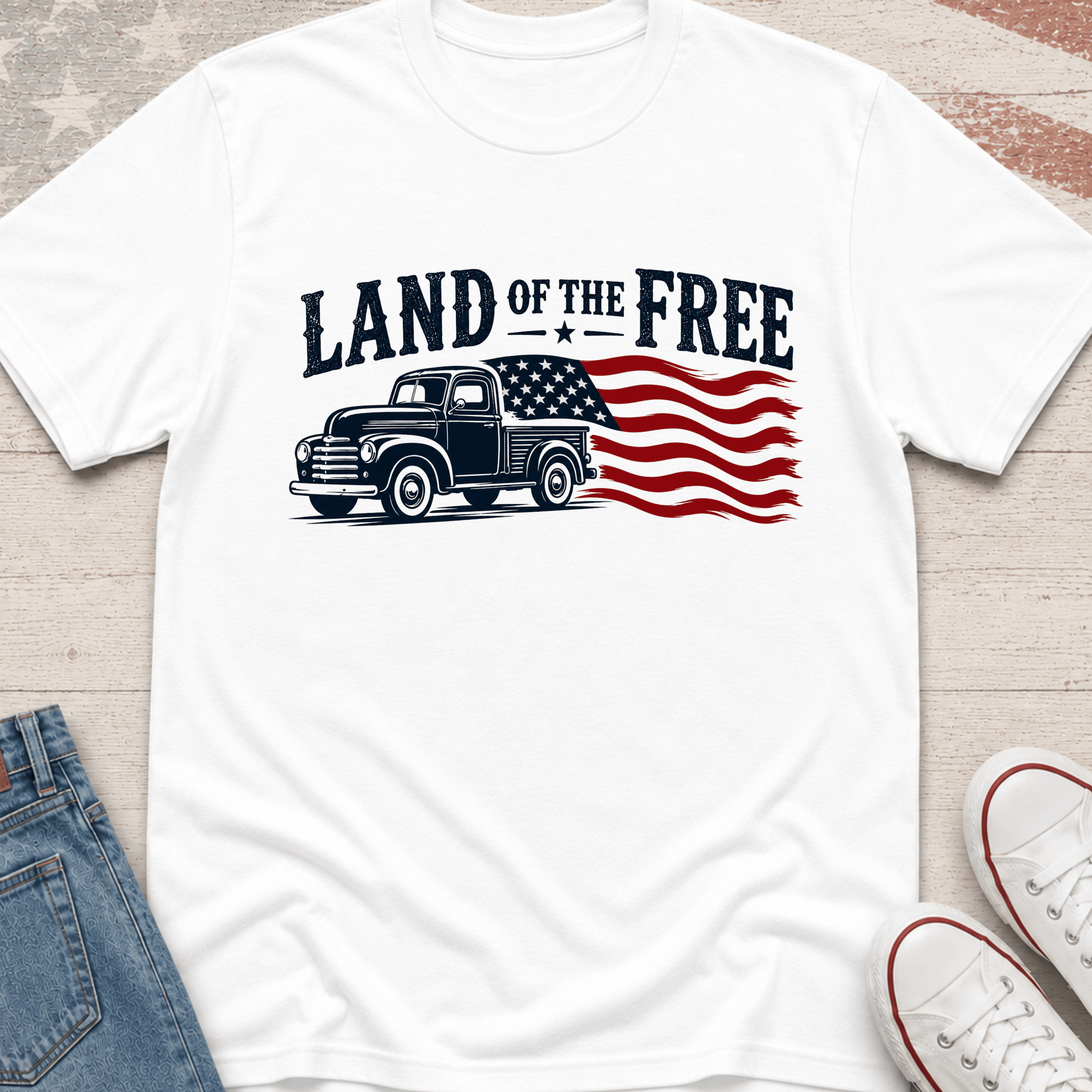 Land of the Free Truck Flag T-Shirt