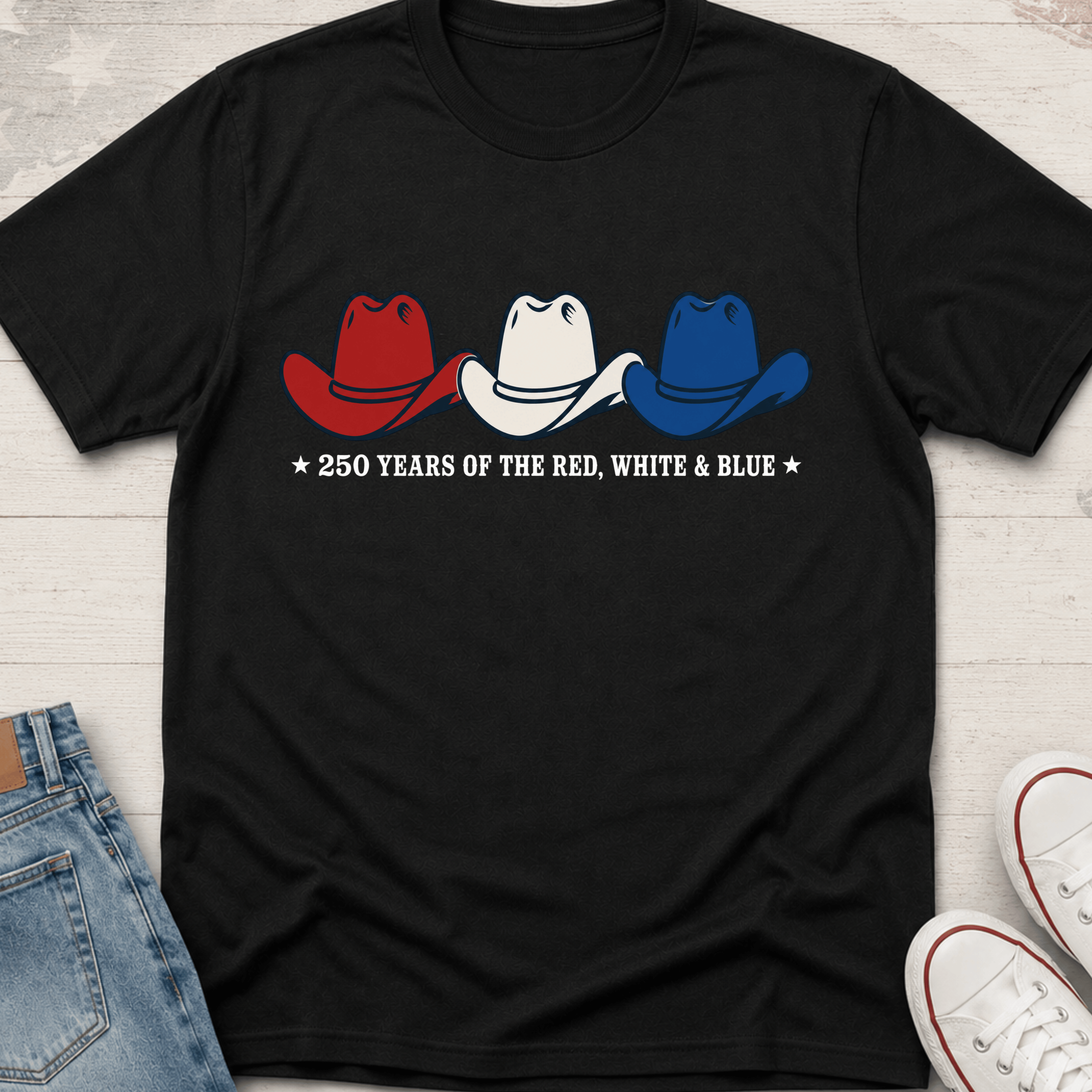 250 Tricolor Cowboy Hats T-Shirt