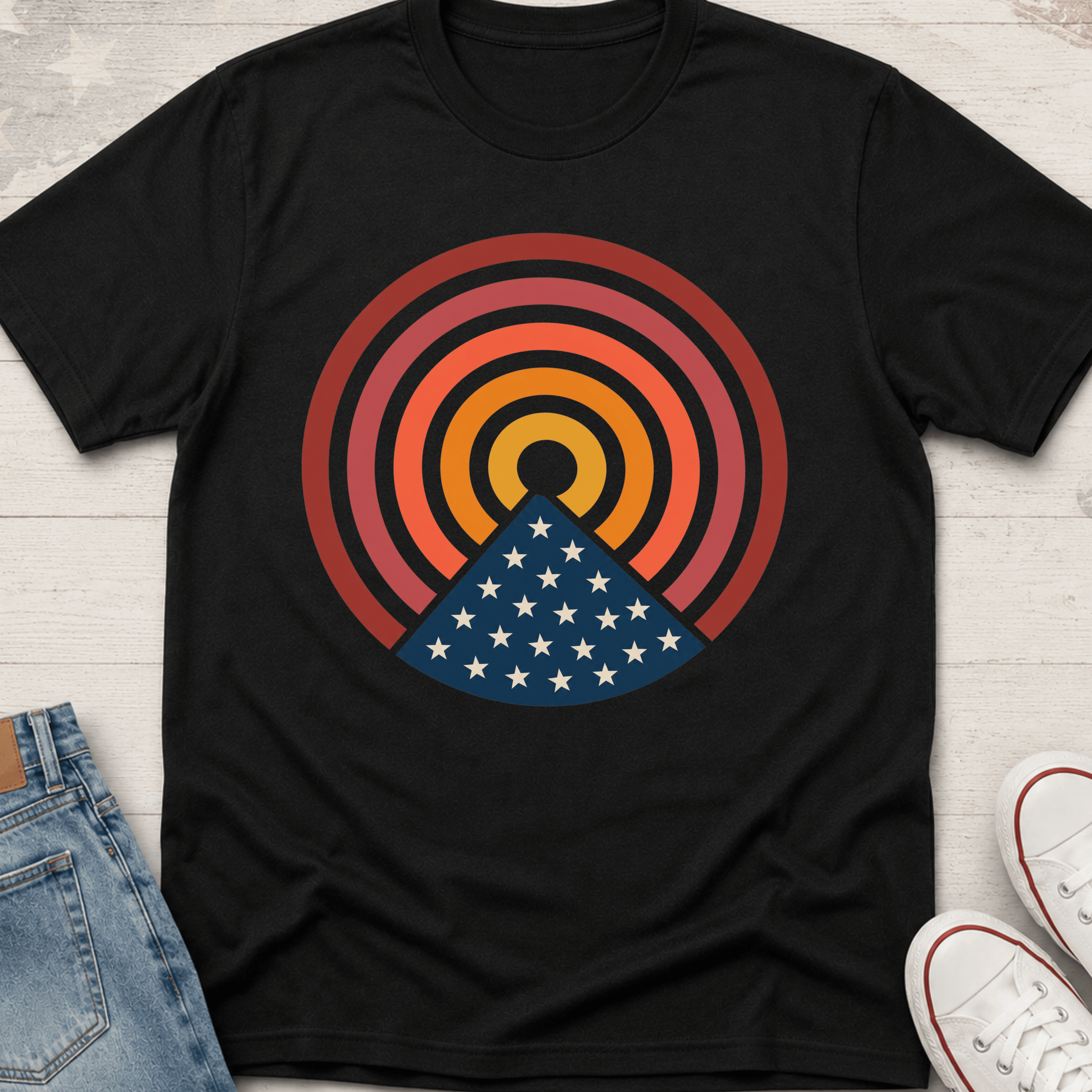 American Flag Sunset T-Shirt