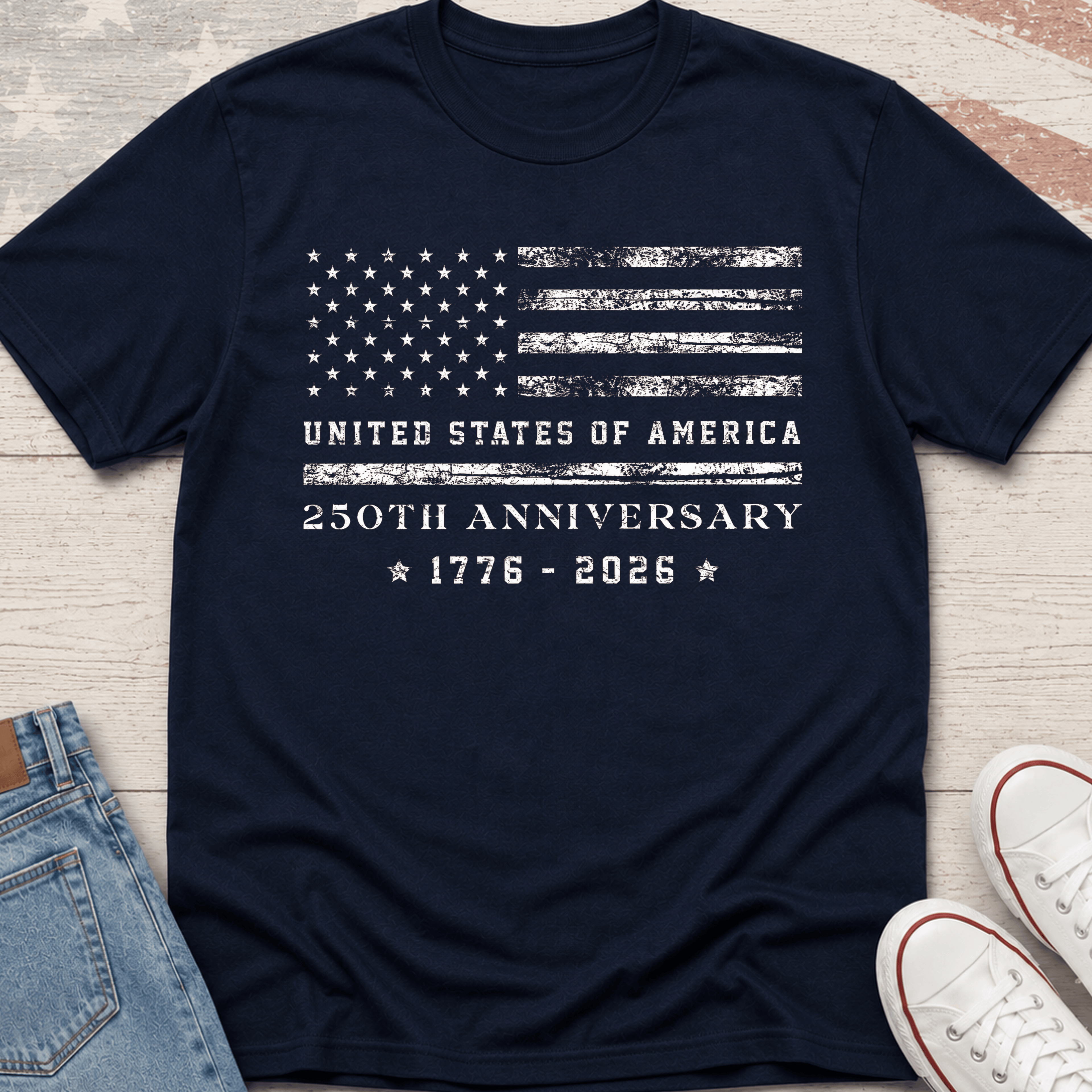 USA Flag Rustic T-Shirt