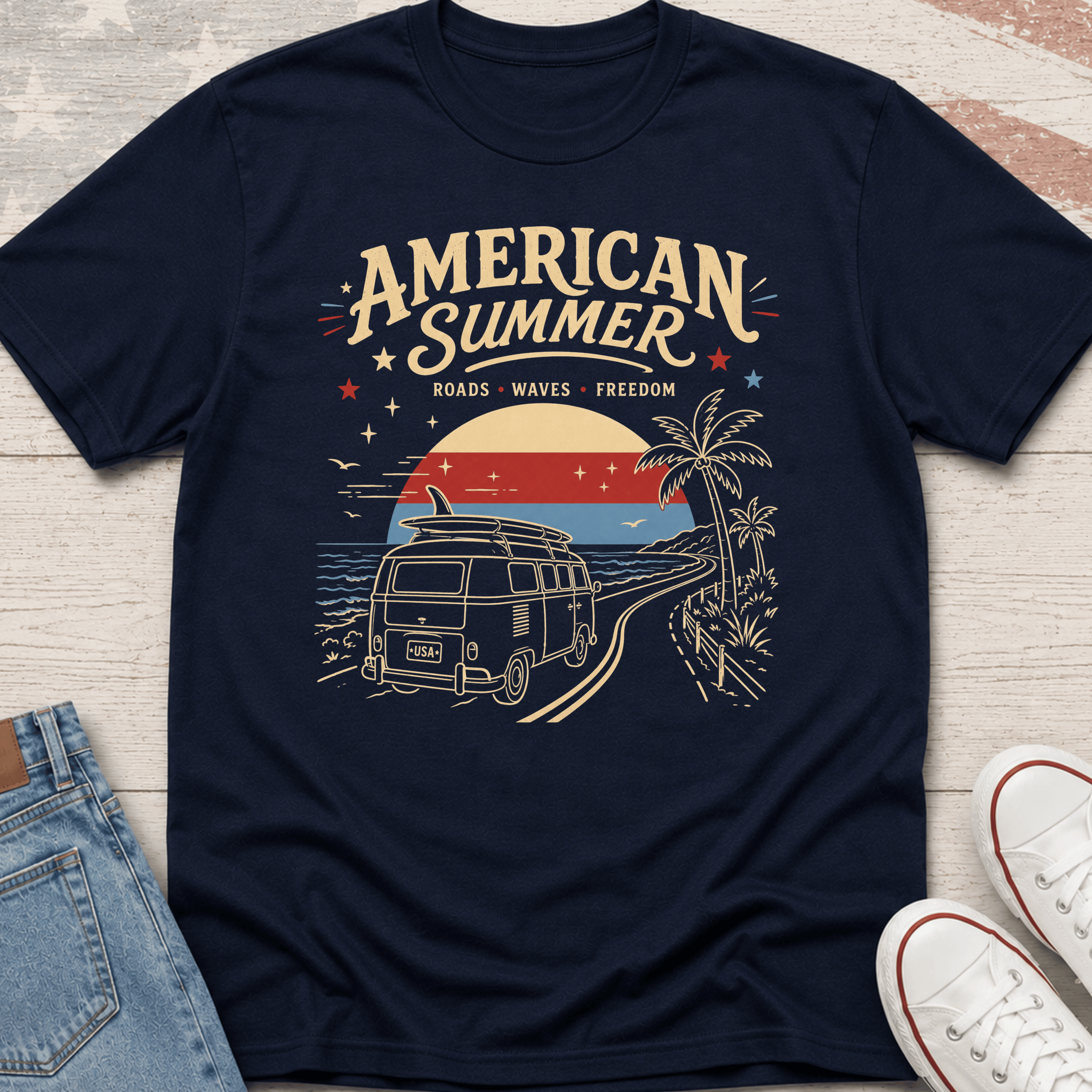 American Summer Surfing Van T-Shirt