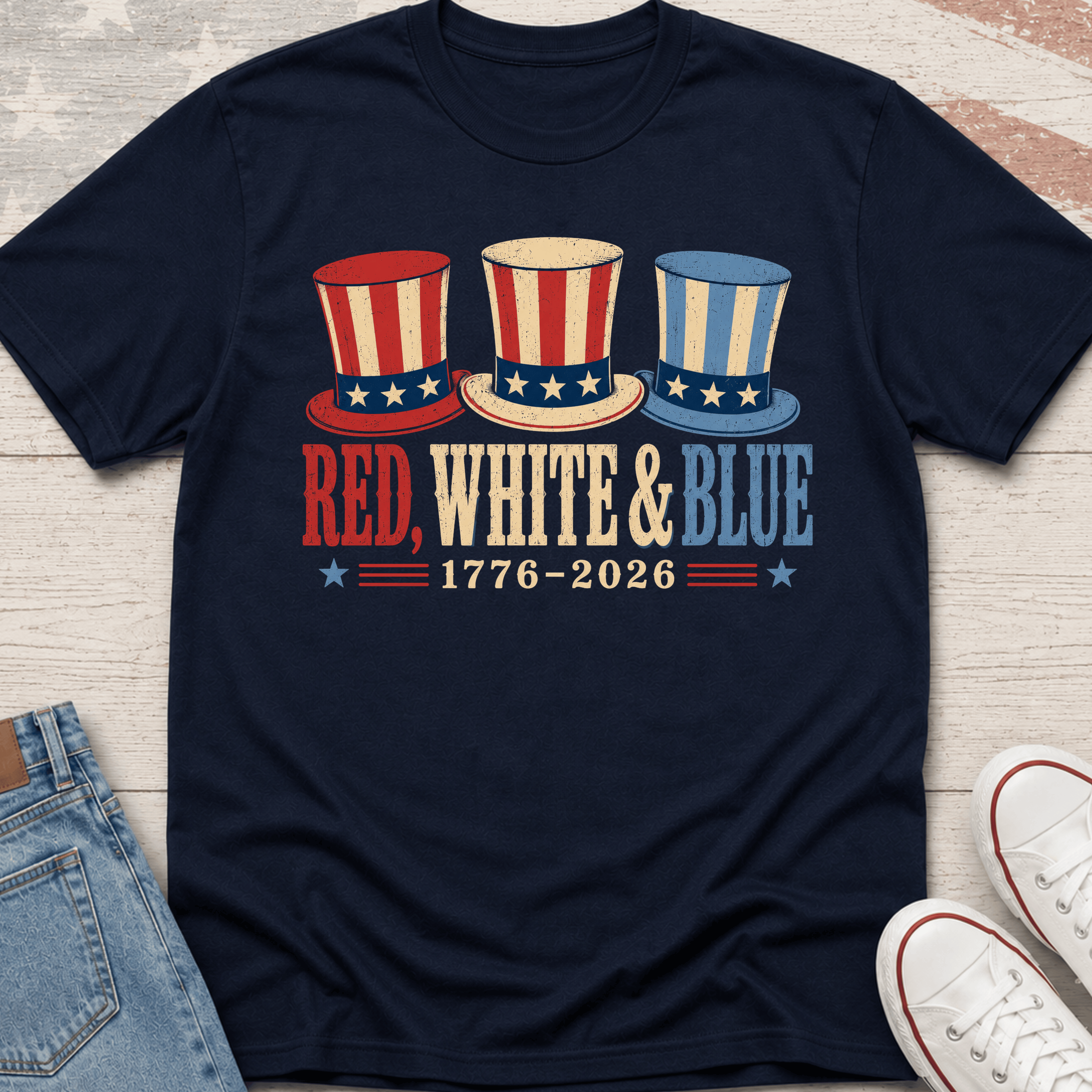 Red White & Blue Top Hats T-Shirt