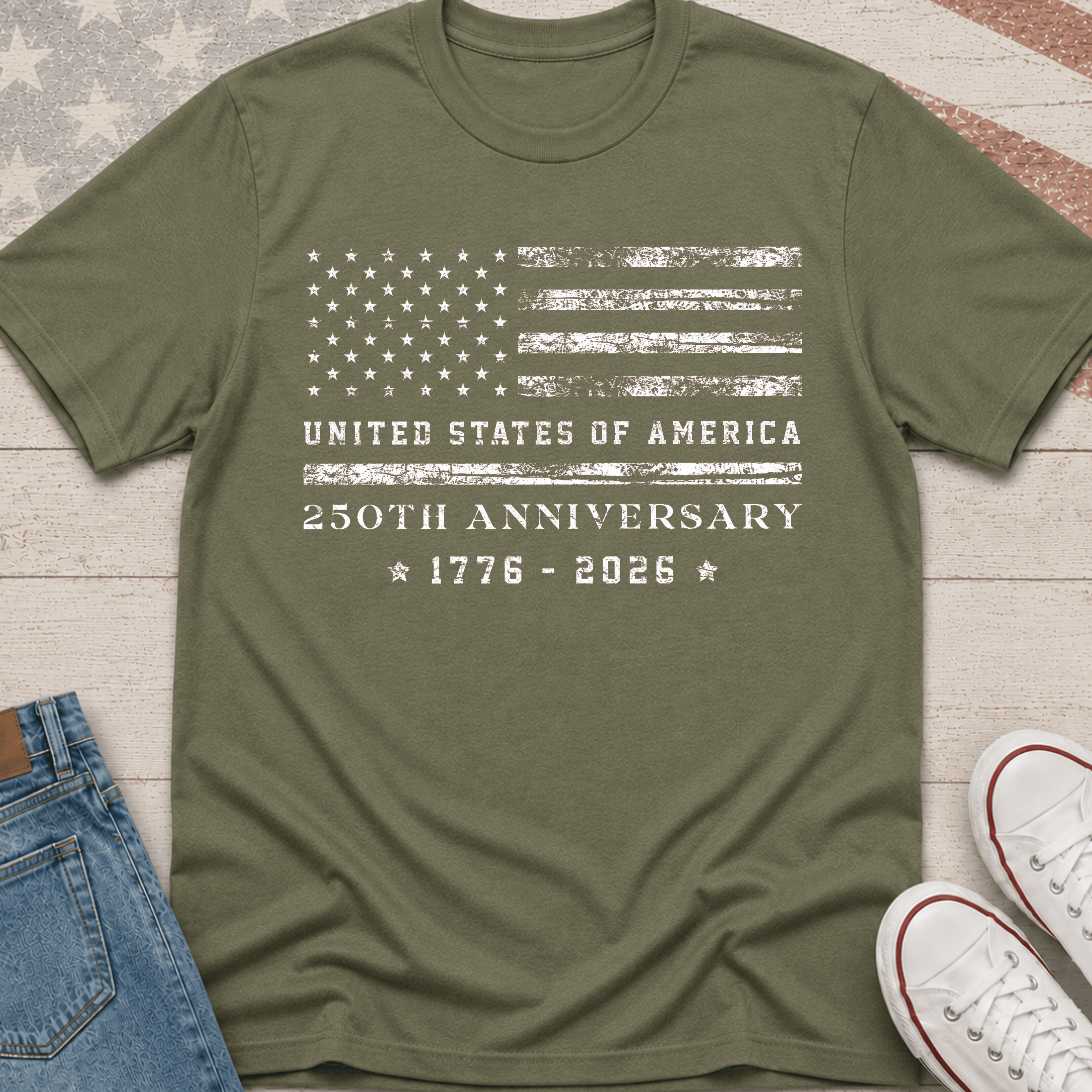 USA Flag Rustic T-Shirt