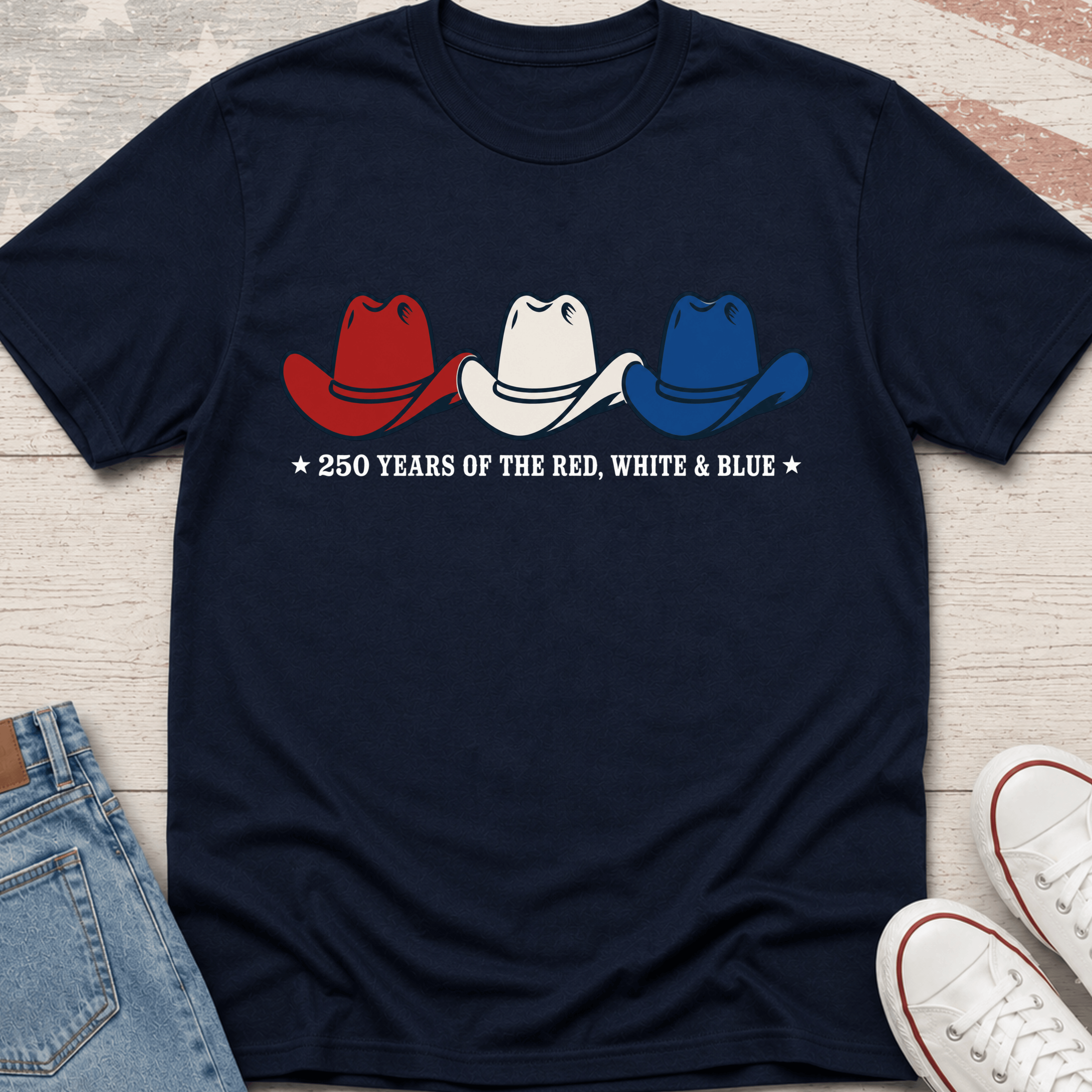 250 Tricolor Cowboy Hats T-Shirt