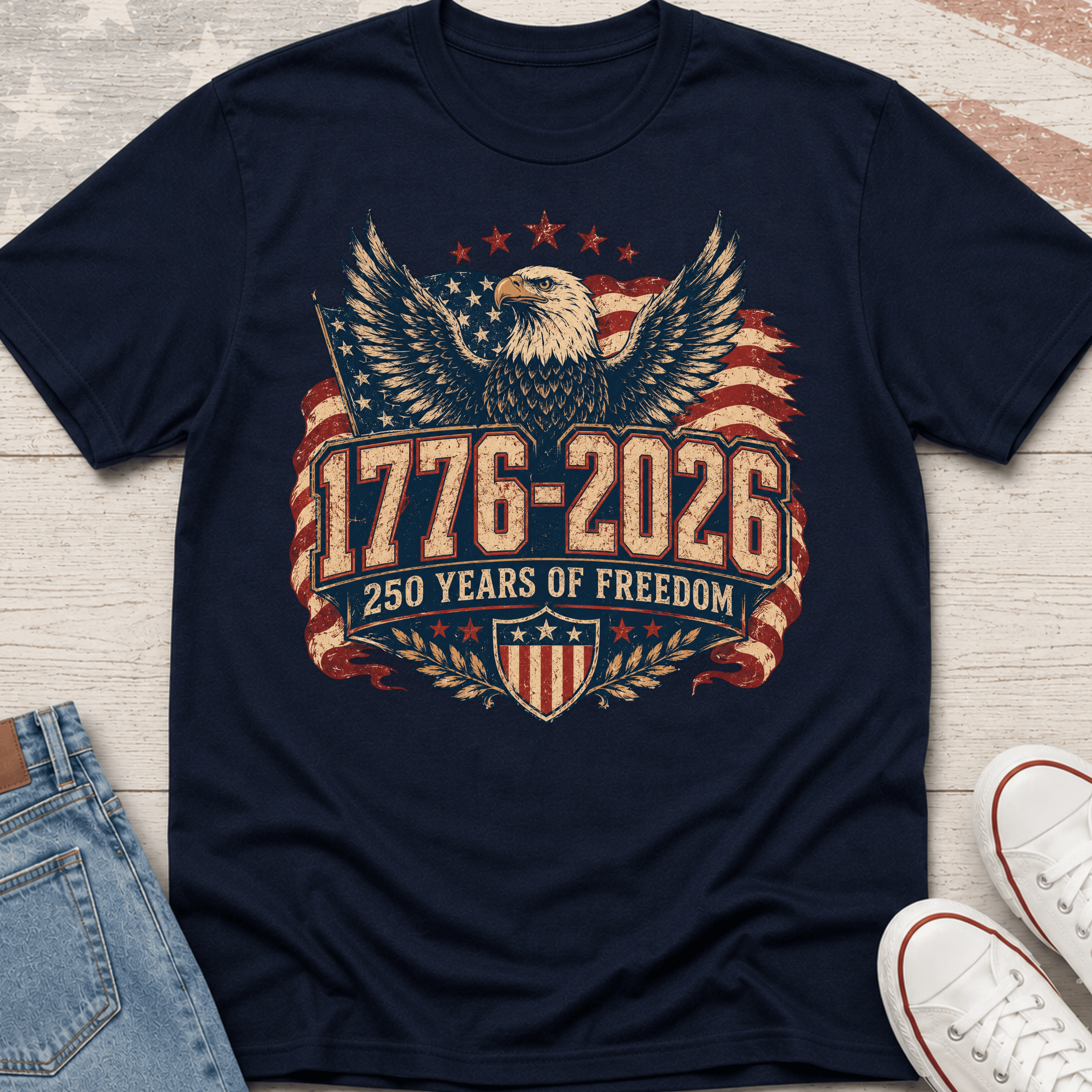 250 Years of Freedom with Bold Eagle T-Shirt