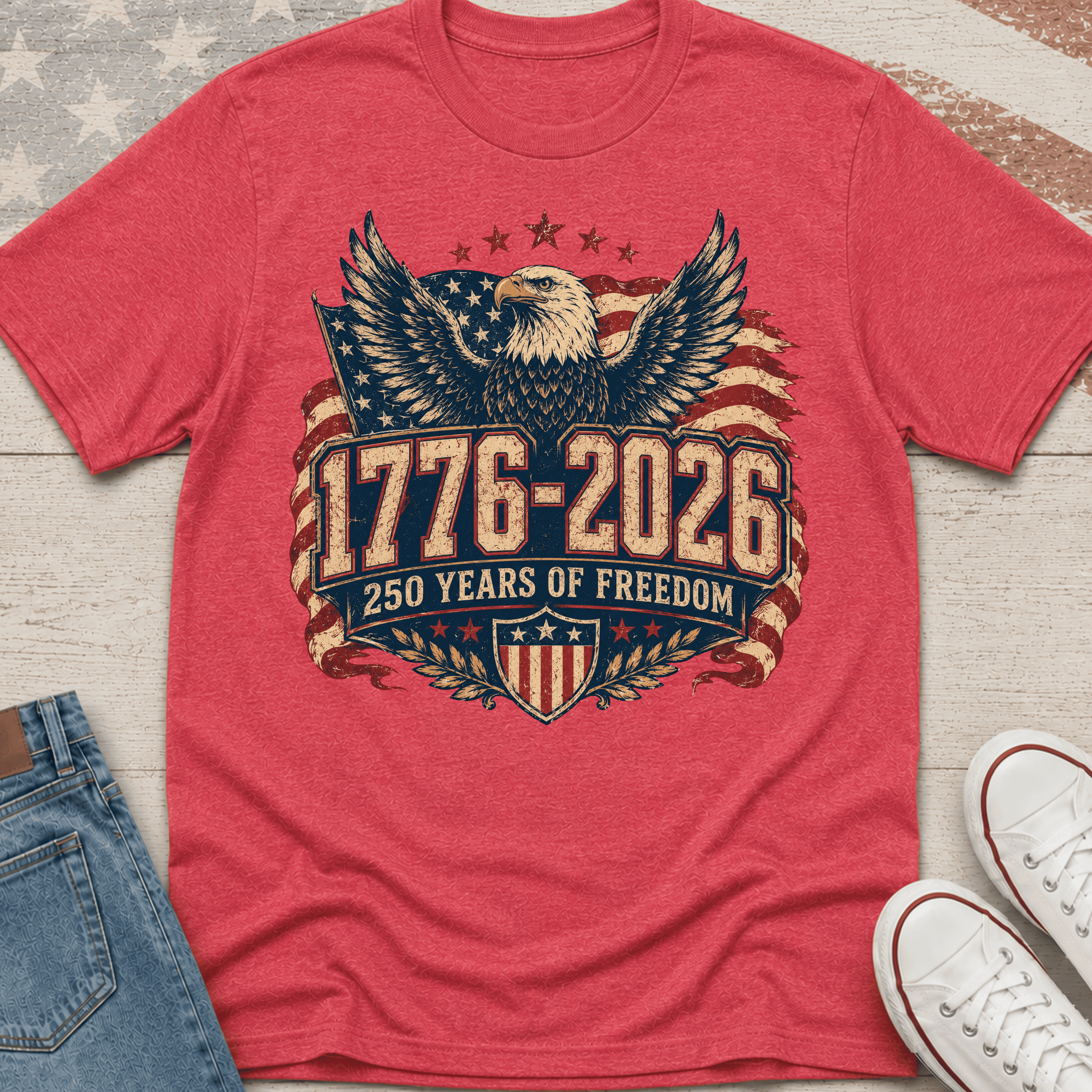 250 Years of Freedom with Bold Eagle T-Shirt