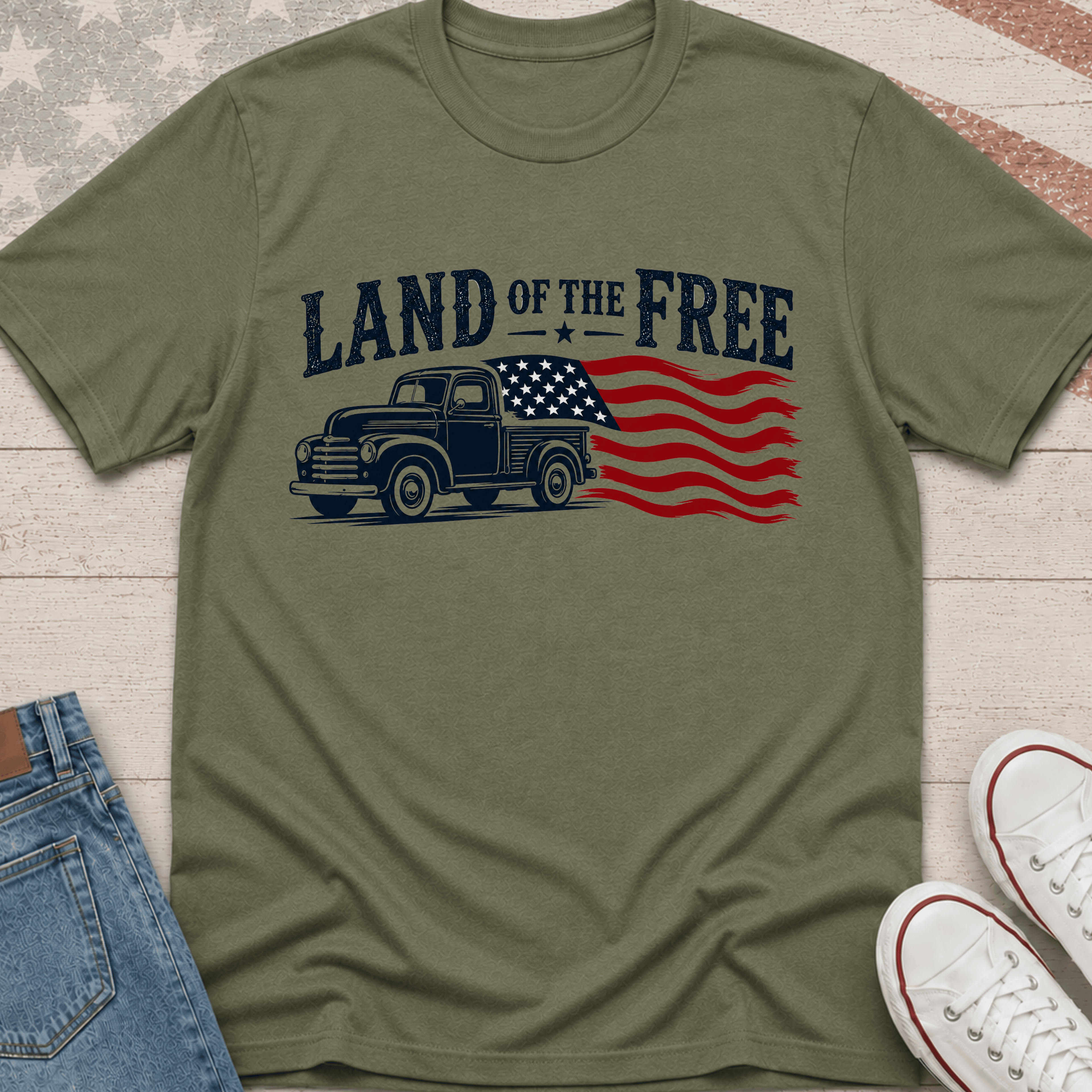 Land of the Free Truck Flag T-Shirt