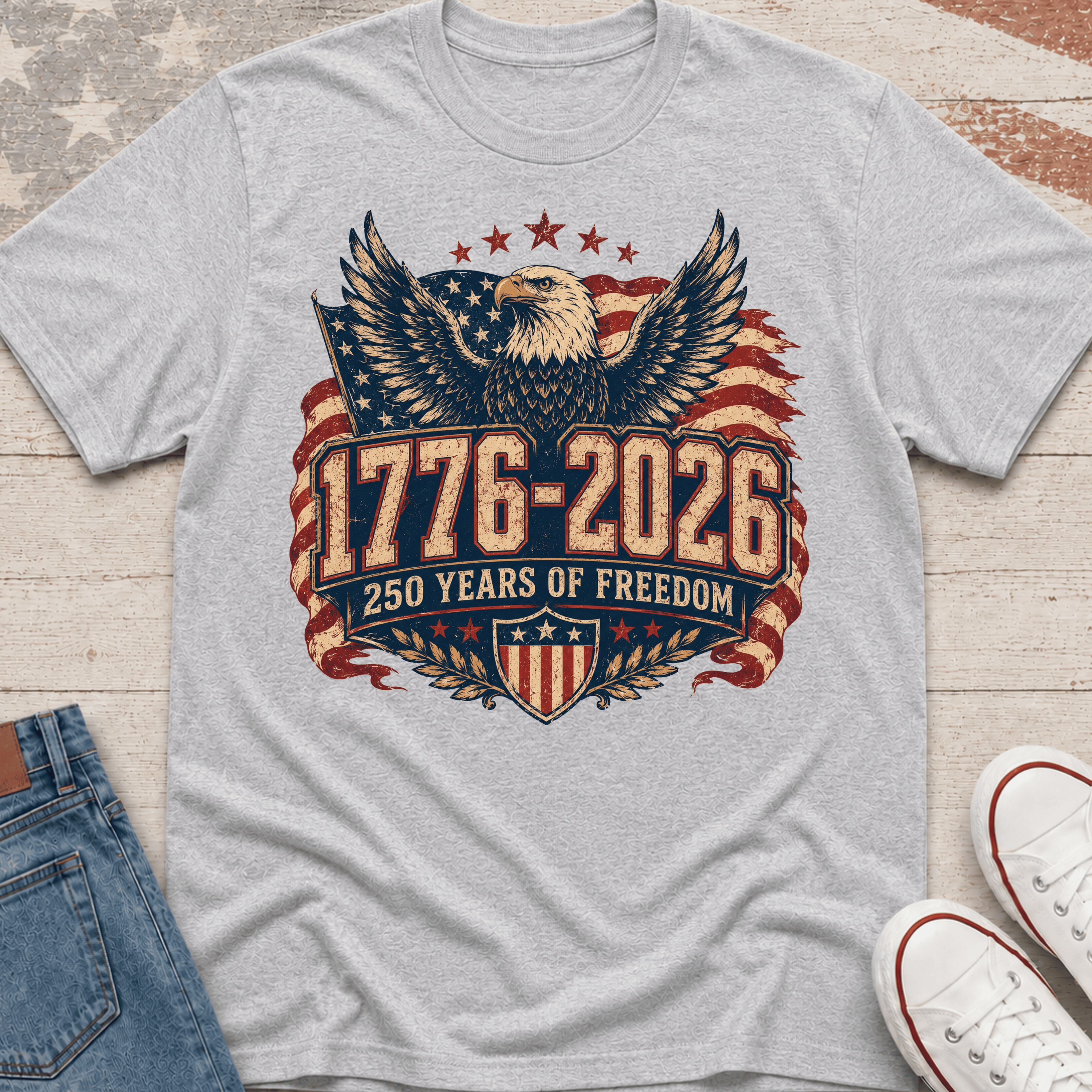 250 Years of Freedom with Bold Eagle T-Shirt